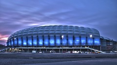 Night stadium architecture Poznan