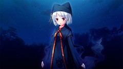 Night Stars Anime red eyes Ribbons gray hair suika game cg 