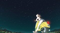 Night Stars Anime Scooters scooter anime girls bra low-angle 