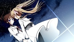 Night Stars blondes blush anime girls blue eyes brown eyes 