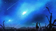 Night Stars blue wings Anime crystals ruins dress Vampires 