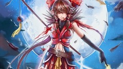 Night Stars clouds moon feathers navel staff red eyes gloves 