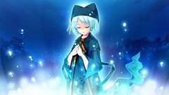 Night Stars magic Anime hats Ribbons gray hair suika game cg 