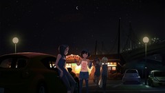 Night Stars moon coast cars smoking outdoors blondes anime 