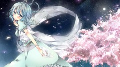 Night Stars moon dress blue hair blue eyes short hair touhou 