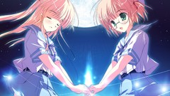 Night Stars moon glasses pink hair long hair green eyes short 