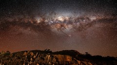 Night Stars Mountains sky rocks points