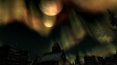 Night the elder scrolls v skyrim solitude cityscapes aurora 