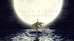 Night water text moon dress Shorts gloves blondes long hair 