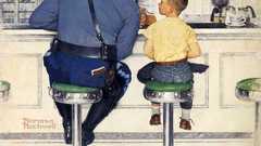 Norman Rockwell diner Stool