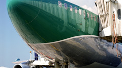 Nose of airplane high