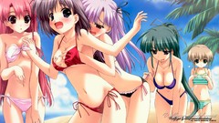 Ocean Anime palm trees Beaches embarrassment bikini undressing 