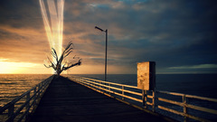 Ocean clouds piers skyscapes