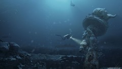 Ocean fish diver torch underwater Statue of Liberty call of 