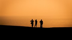 Ocean horizon silhouettes wales Gower
