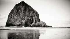 Ocean Oregon Beaches grayscale Haystack rock