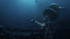 Ocean post-apocalyptic diver fish