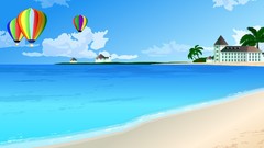 Ocean vectors hot air balloons sea shorelines