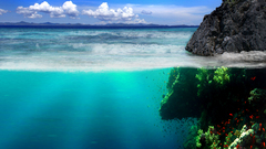 Ocean waves reef underwater