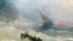 Ocean waves ships artwork