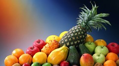 Orange apples food kiwi lemons fruits limes pineapples