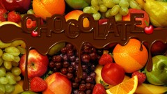 Orange bag strawberries 3d fruits Old TV Photo manipulation 