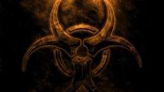Orange biohazard grunge symbol