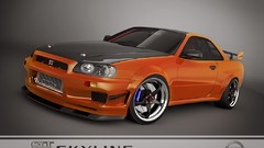 Orange Nissan GTR skyline Nissan Skyline r34 Nissan Skyline R34 