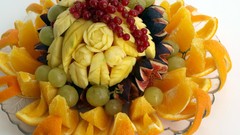 Oranges grapes fruits artwork fruit carving