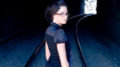 Outdoors brunettes girls with glasses tunnels Justine Jewel
