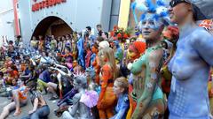 Outdoors crowd body painting