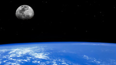 Outer space moon Earth