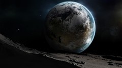 Outer space moon Earth