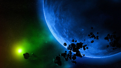 Outer space multicolor planets