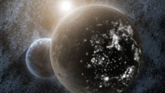 Outer space planets bright