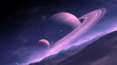 Outer space planets purple