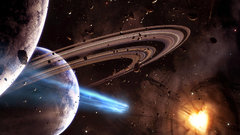 Outer space planets rings