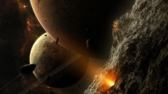 Outer space planets rocks