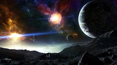 Outer space planets rocks