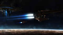 Outer space planets spaceships