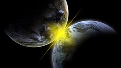 Outer space yellow planets