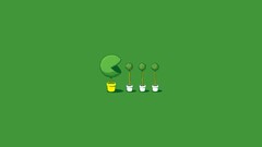 pacman green background Simple Background video games flowerpot