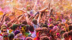 Paint crowd multicolor paint splatter Holi
