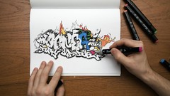 Paint graffiti paper hands marker