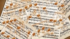 Painted sheet music musical notes