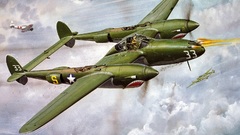 Paintings Aircraft artistic p-38