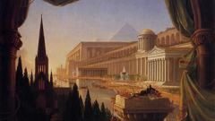 Paintings architecture artwork curtains