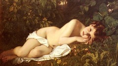 Paintings artwork portraits Dreaming afternoon Hugues Merle