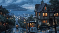 Paintings blue rain San