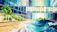 Paintings Bridges buildings rivers cityscapes artwork 